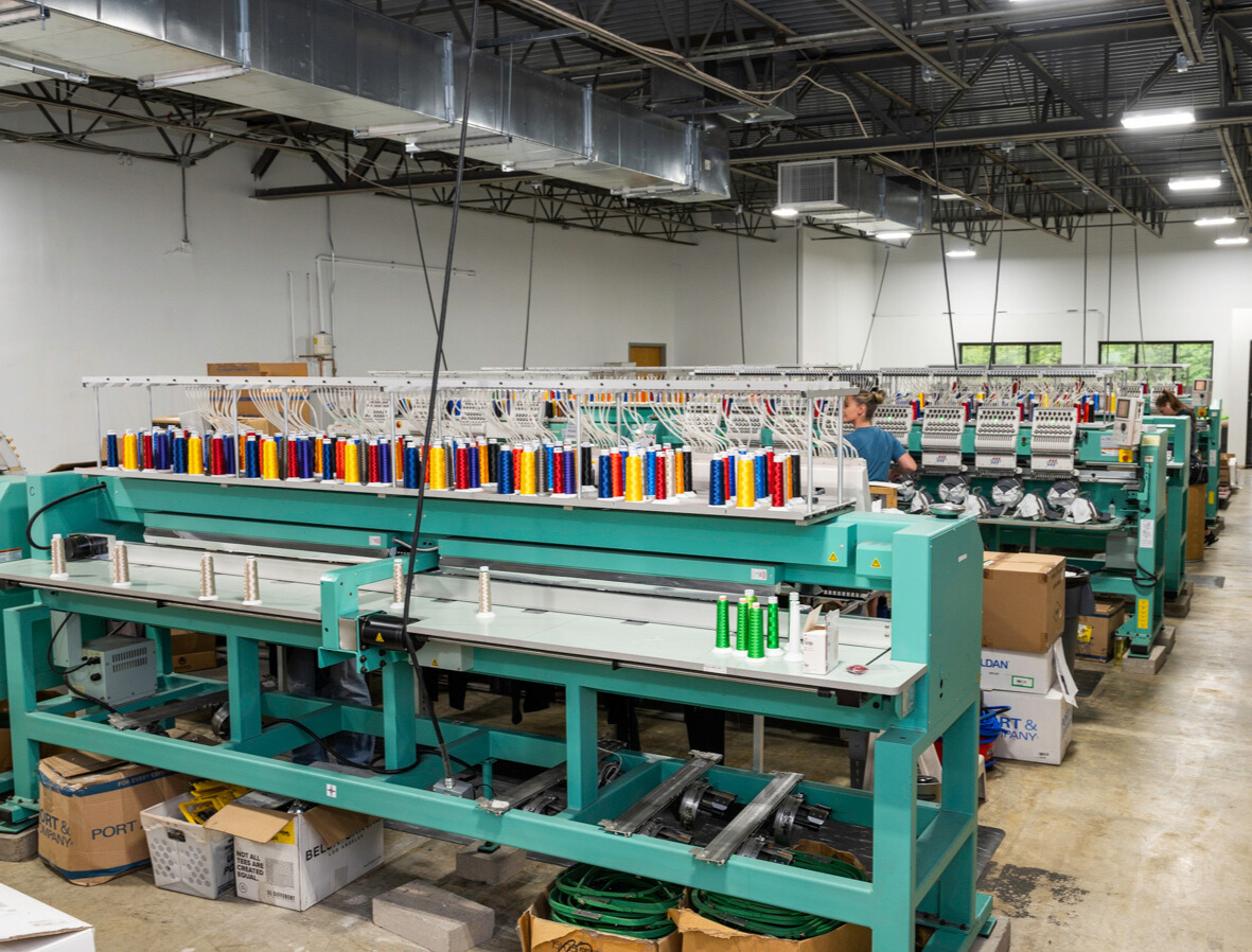 inside of Superior Image Embroidery's building of the embroidery machines